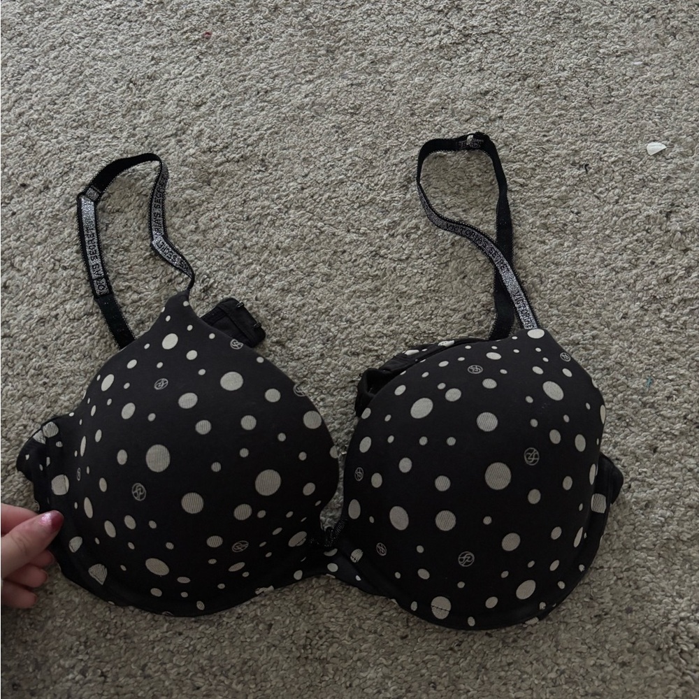 Victoria's Secret Black and Cream Polka Dot Bra